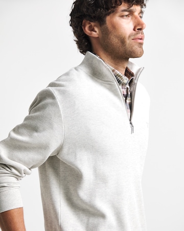 Barbour Ravensworth Half Zip Sweatshirt - Ecru Marl