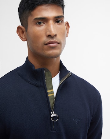 Barbour Cotton 1/2 Zip Knitted Jumper - Navy