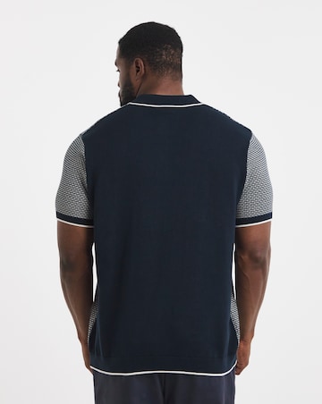 Geo Patterned Short Sleeve Knitted Polo