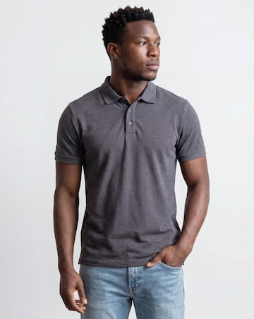 Pure Cotton Pique Polo- Charcoal
