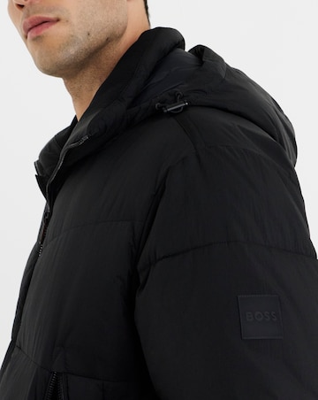 BOSS Oversized Hooded Puffer Jacket - Black