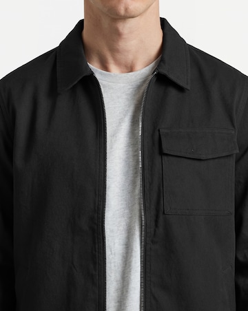 Black Zip Up Smart Harrington Jacket