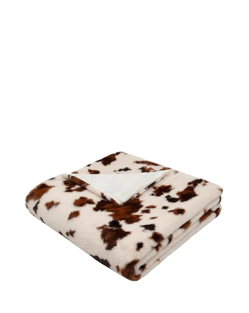Fusion Cow Print Faux Fur Bedspread