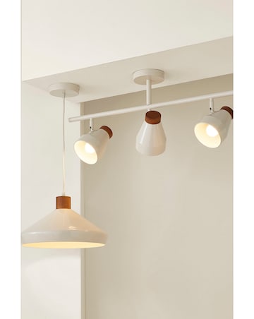 ValueLights Parker Cream & Walnut Pendant Light