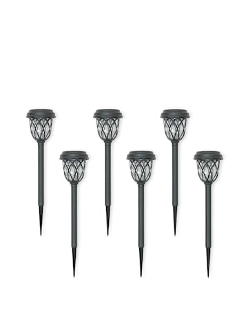 ValueLights Pack of 6 - Solar Powered Black Diamond Spike Lights Solar Light