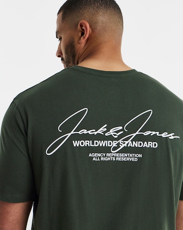 Jack & Jones Cover Script Logo 2-Pack T-Shirts - Green/Navy