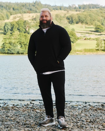 1/4 Zip Neck Sweatshirt Long- Black