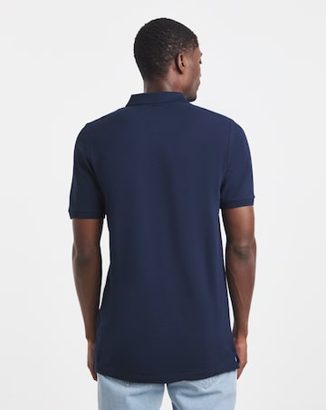 Pure Cotton Navy Pique Polo Extra Long Length- Navy