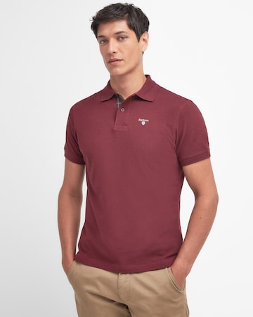 Barbour Short Sleeve Tartan Trim Pique Polo Shirt - Ruby