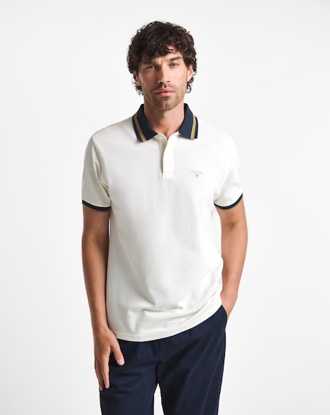 Barbour Anthorn Short Sleeve Textured Polo Shirt - White