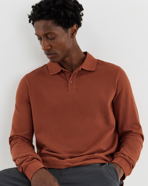 Core Long Sleeve Pique Polo Long Length