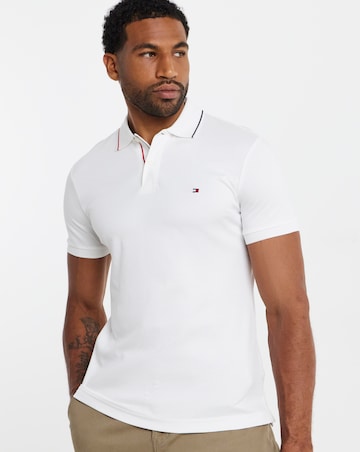 Tommy Hilfiger Short Sleeve Liquid Cotton Tipped Polo - White