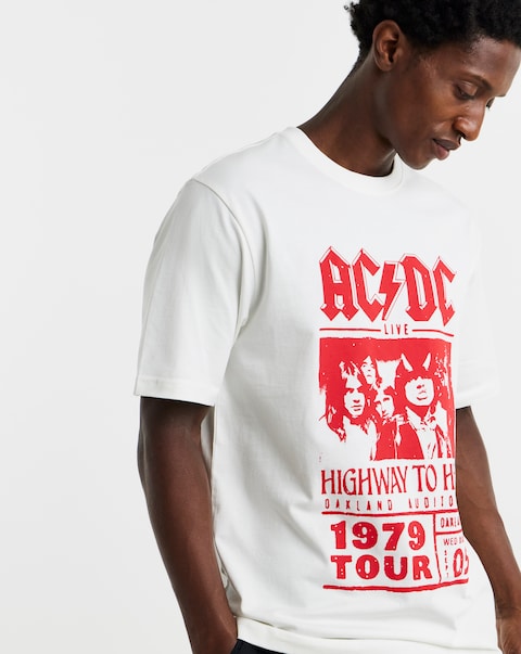 Only & Sons ACDC Relaxed Fit T-Shirt - Off White