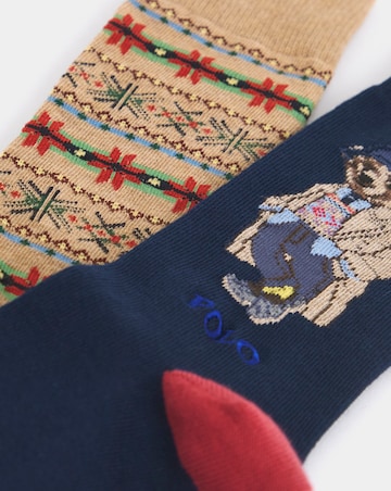 Polo Ralph Lauren 2 Pack Bear Socks - Navy/Camel
