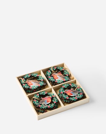 Gisela Graham Wooden Robin Hanging Decorations - Set of 8