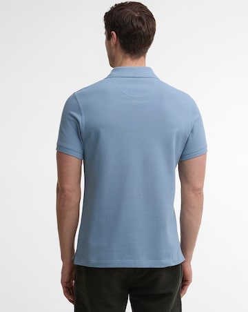 Barbour Short Sleeve Tartan Trim Pique Polo Shirt - Blue