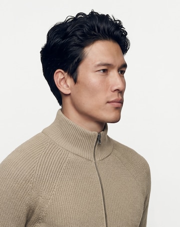 Fisherman Knitted Zip Through Cardigan