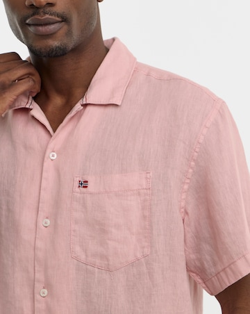Napapijri Linen Short Sleeve Shirt - Pink