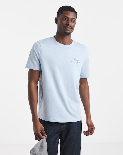 Tommy Hilfiger Short Sleeve Script Stack T-Shirt - Blue