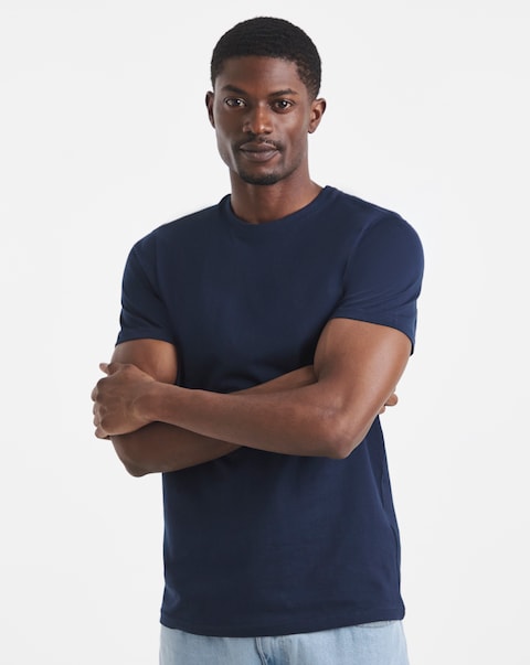 Pure Cotton Crew Neck T-Shirt- Navy