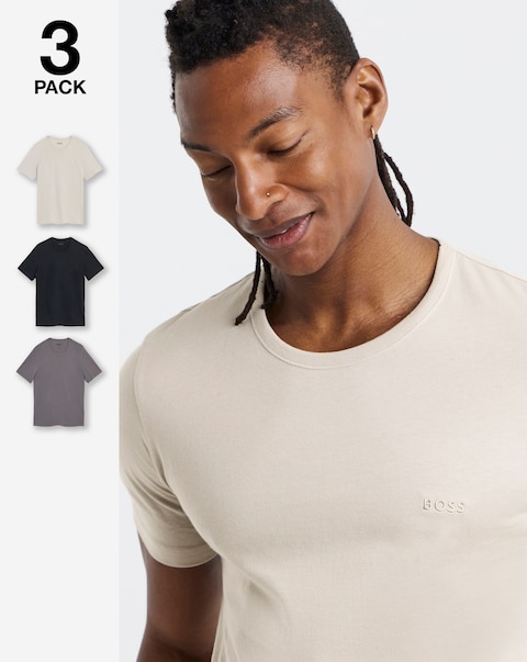 BOSS 3 Pack Short Sleeve Lounge T-Shirts - Grey