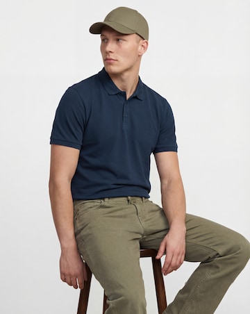 Pure Cotton Pique Polo Long Length- Navy
