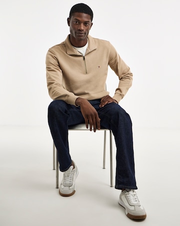 Tommy Hilfiger Essential Terry 1/4 Zip Sweat - Beige