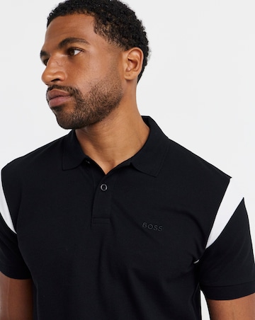 BOSS Short Sleeve Contrast Paddy Polo - Black
