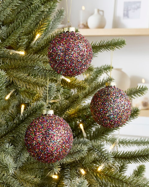New In - Gisela Graham Glass Baubles - Set of 3