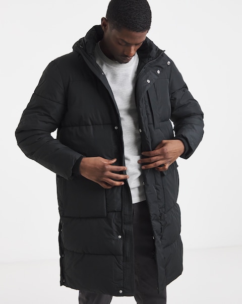 Black Longline Padded Coat