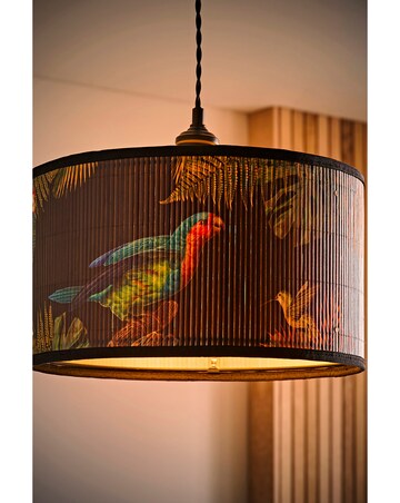 ValueLights Daintree Medium Monochrome Bamboo Drum Shade 35cm