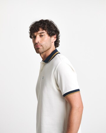 Barbour Anthron Short Sleeve Textured Tailored Polo Shirt - White