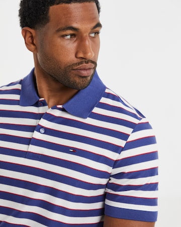 Tommy Jeans Short Sleeve Stripe Jersey Polo - Blue