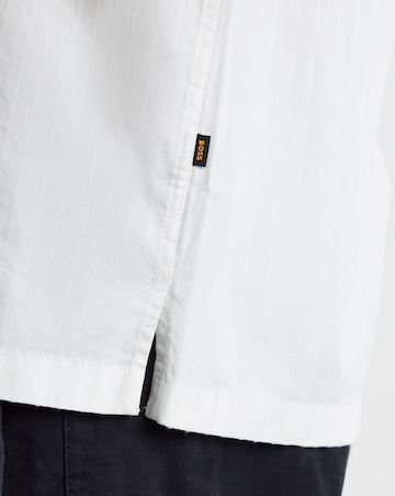BOSS Short Sleeve Textured Resort Shirt - White