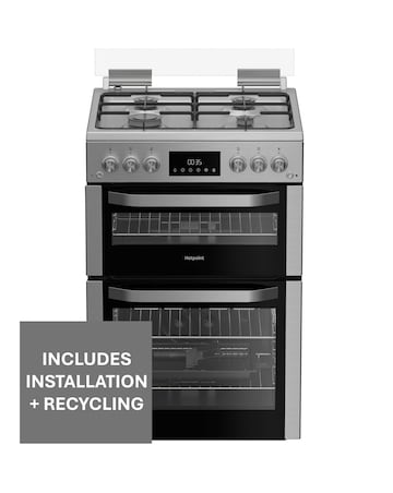 Hotpoint HDG6GDCX 60cm Gas Double Cooker Glass Lid Stainless Steel Installation
