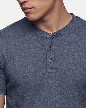 Short Sleeve Grandad T-Shirt Long Length- Denim Marl