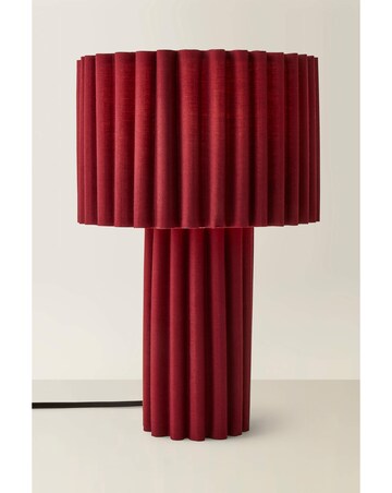 ValueLights Lenny Cherry Ribbed Fabric Table Lamp