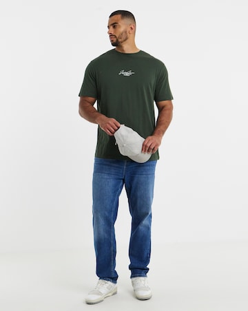 Jack & Jones Cover Script Logo 2-Pack T-Shirts - Green/Navy