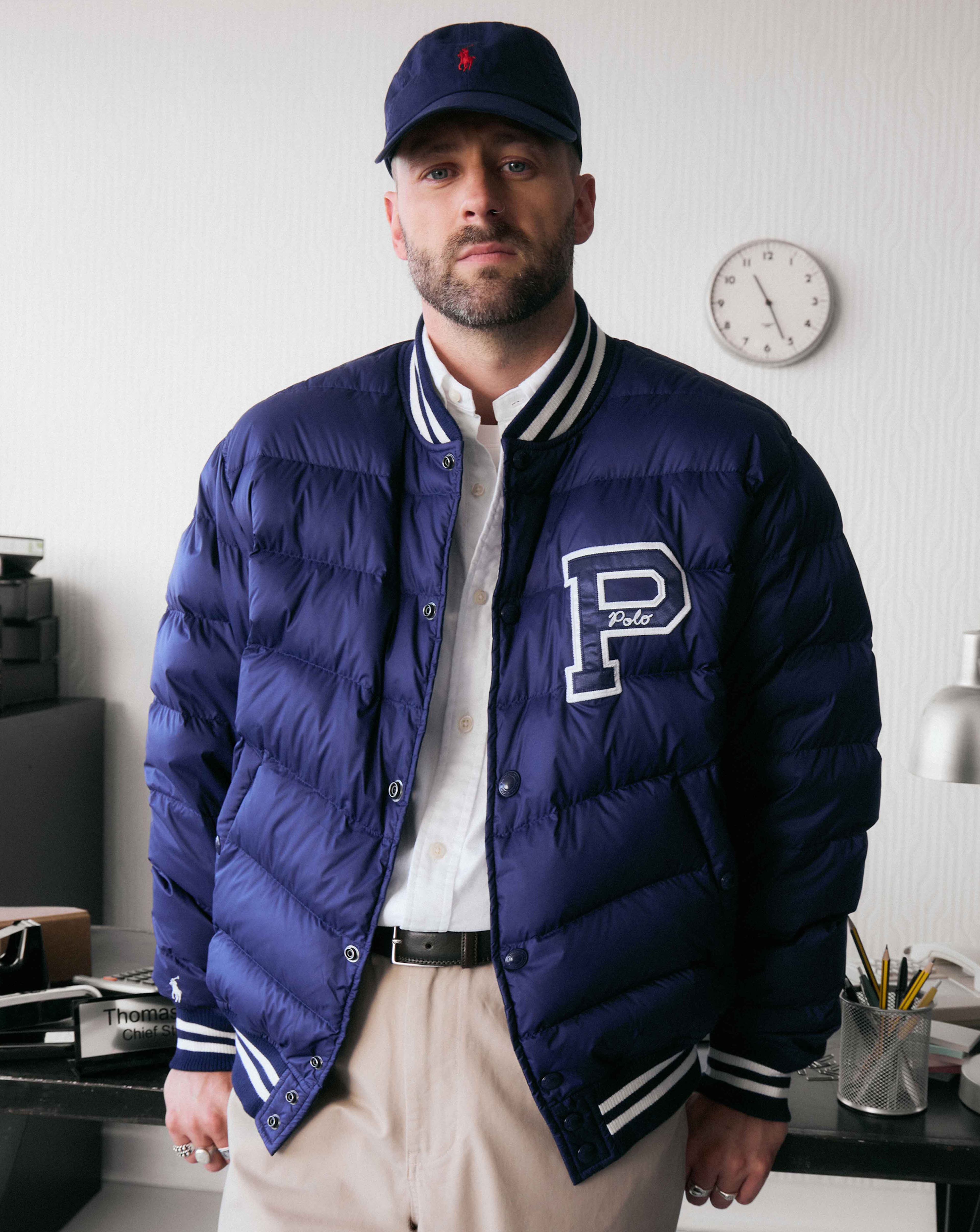 Polo Ralph Lauren Logo Bomber Jacket - Navy is pictured.