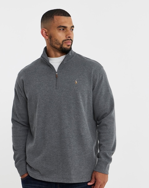Polo Ralph Lauren Estate Rib 1/4 Zip Pullover - Grey Heather