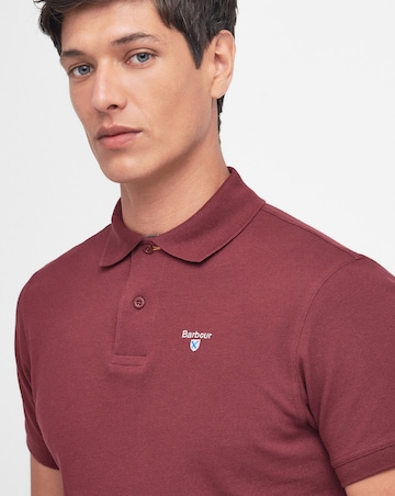 Barbour Short Sleeve Tartan Trim Pique Polo Shirt - Ruby