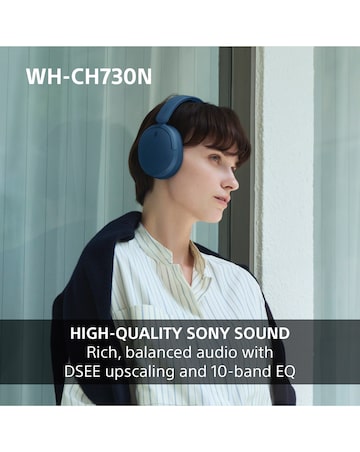 Sony WH-CH730N Wireless Noise Cancelling Over-Ear Headphones - Black