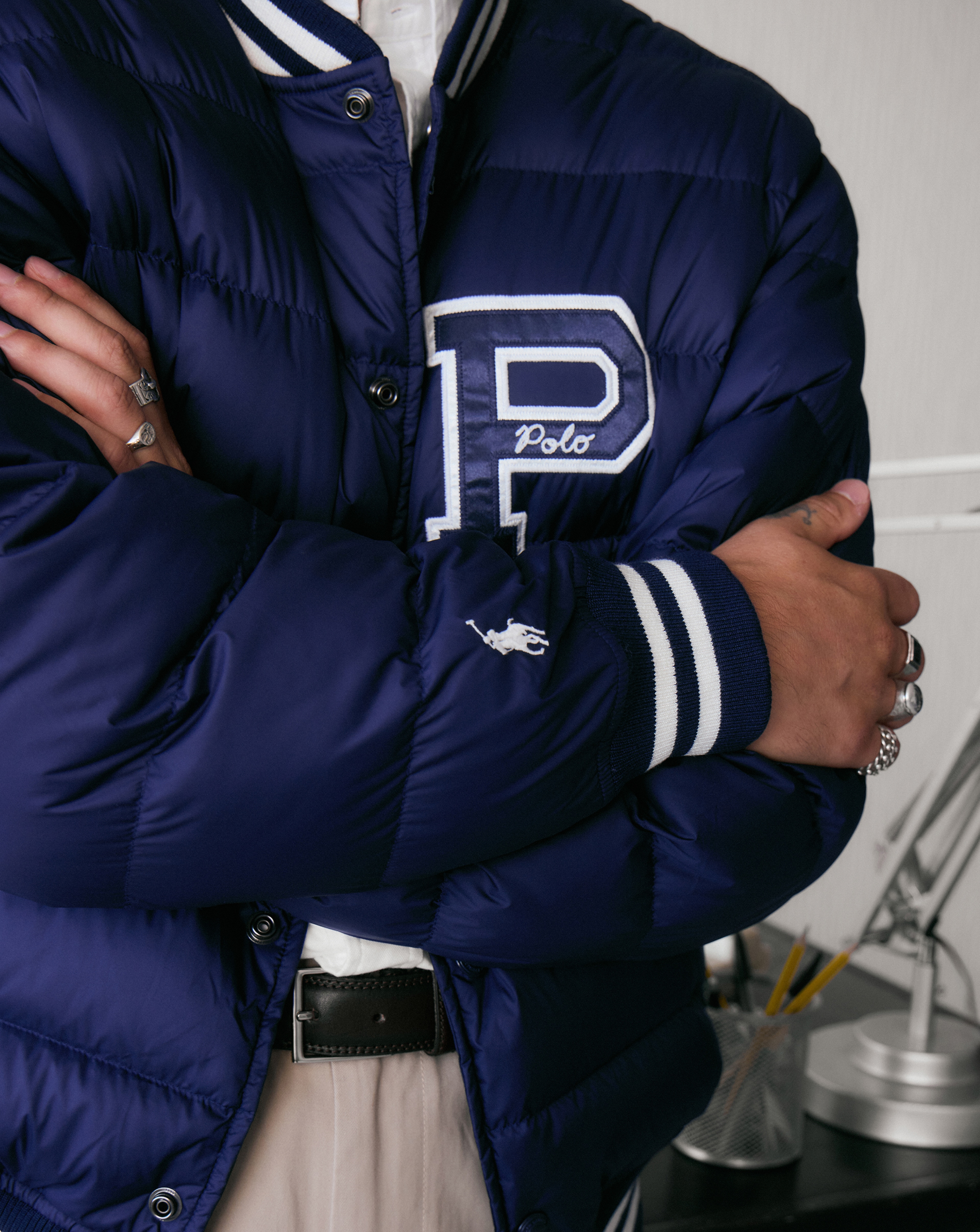 Polo Ralph Lauren Logo Bomber Jacket - Navy is pictured