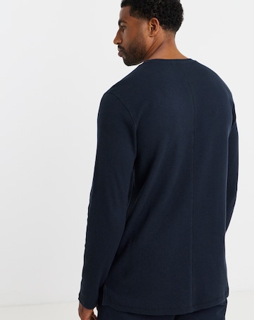 Textured Long Sleeve Grandad T-Shirt