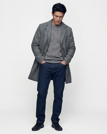 Grey Wool Blend Mid Length Overcoat
