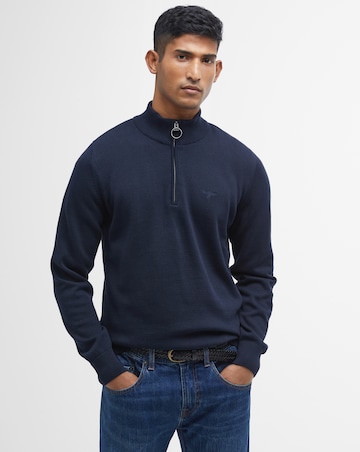 Barbour Cotton 1/2 Zip Knitted Jumper - Navy