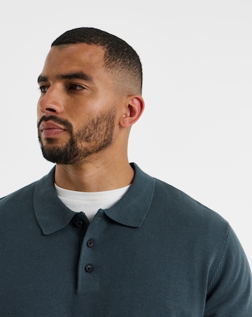 Jack & Jones Polo Neck Knit Jumper - Grey Blue