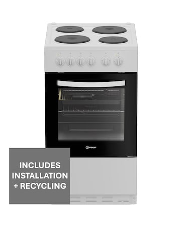 Indesit I5E3KMW 50cm Electric Single Cooker - White + Installation