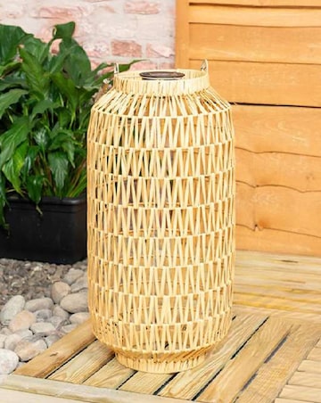 ValueLights Solar Powered Outdoor Natural Rope Lantern Garden Light Floor Lamp
