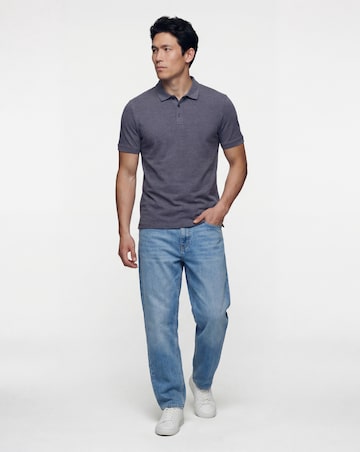 Pure Cotton Pique Polo Long Length- Charcoal